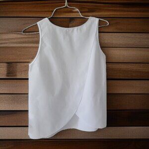 Amanda Uprichard White Sleeveless Blouse Back Overlay Detail 100% Cotton- S